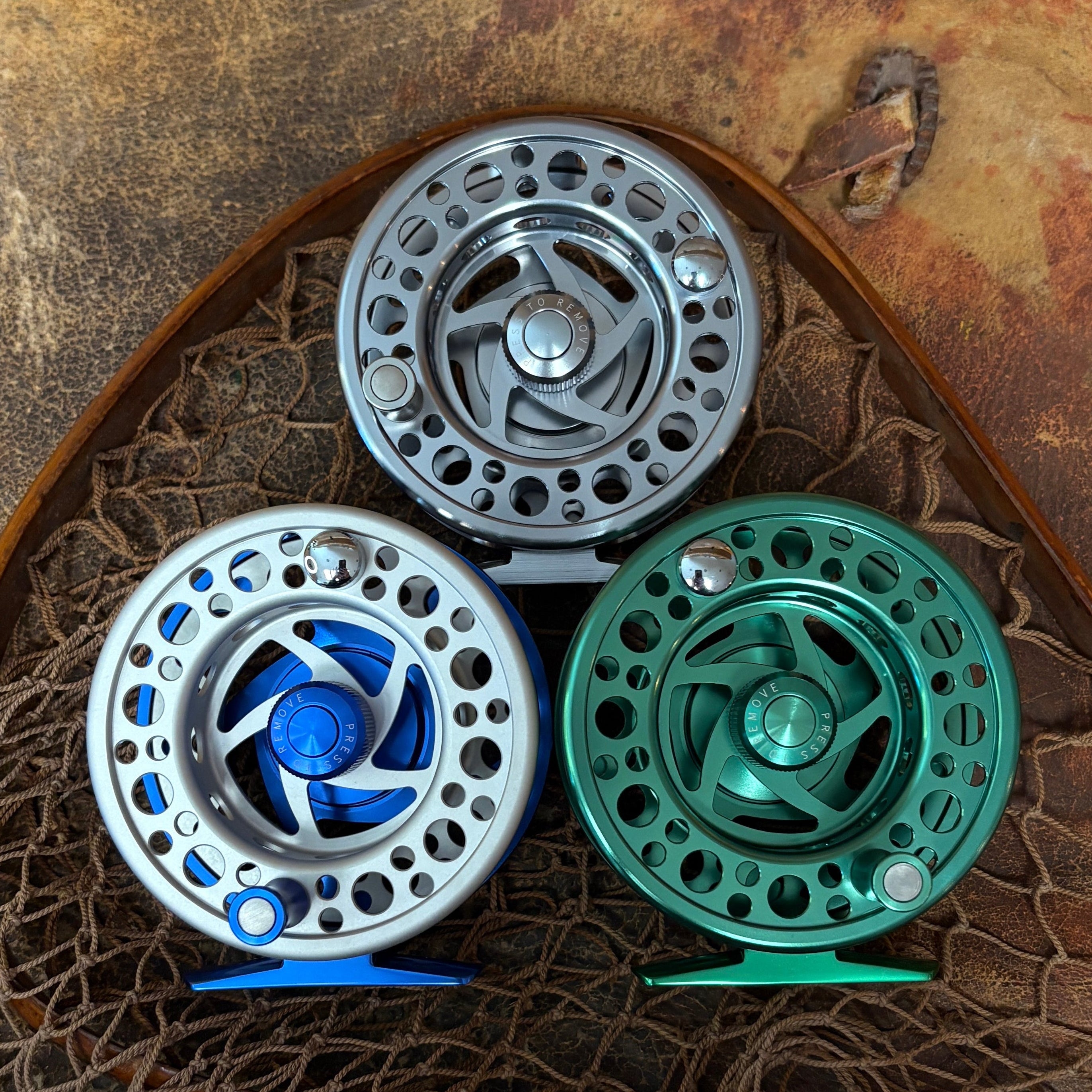 Katyusha Fly Fishing Reel | Green, Silver & Blue