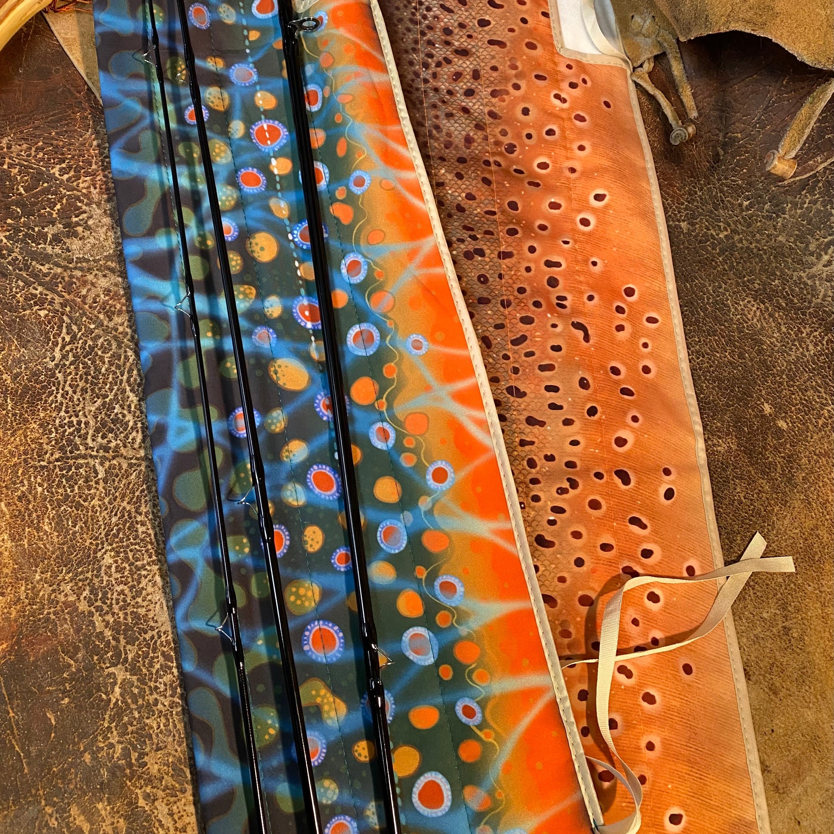 Fish Print Deluxe Cotton 4-Piece Fly Rod Bag