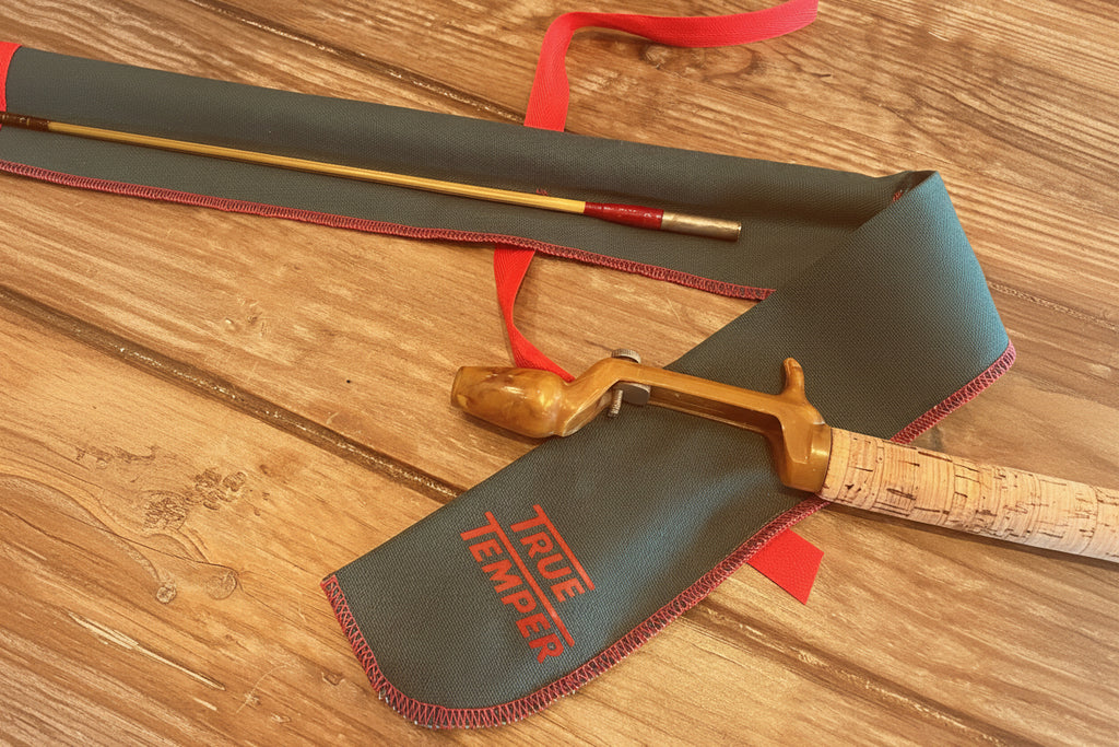 Rare 5’ True Temper Steel Baitcasting Rod – Faux Bamboo – One Piece  – 1940s/50s Americana Tackl